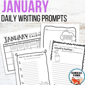 Preview of January Writing Prompts Back to School NO PREP Daily Journal