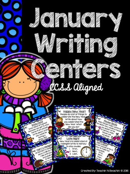 Preview of January Writing Prompts & Center- Common Core Aligned