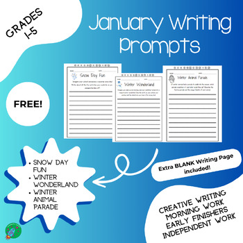 January Writing Prompts/Creative Writing - NO PREP! - FREE | TPT