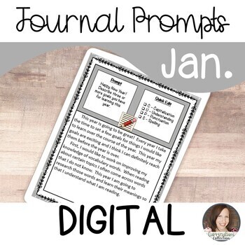 Preview of January Writing Prompts DIGITAL Journal 