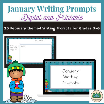 January Writing Prompts - Digital Google Slides and Printable Activities
