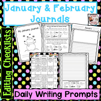 Preview of January & February Winter Writing Prompts, Editing Checklists, & Assessments