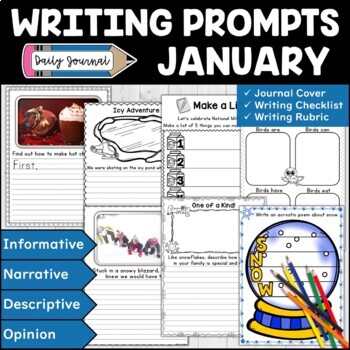 Preview of January Writing Prompts | January Themed Writing Journal