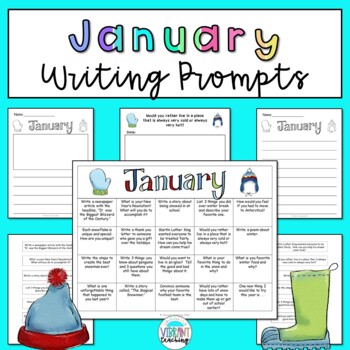 January Writing Prompts: Printable and Digital Google Slides | TPT