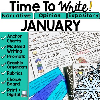 Preview of January Writing Prompts Winter Activities Journal Choice Board Morning Work