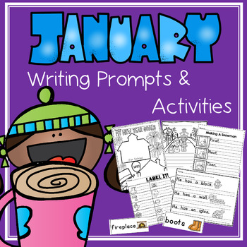 Preview of January Writing Prompts for Beginning Writers