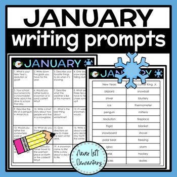 January Writing Prompts and Vocabulary by Never Left Elementary | TPT