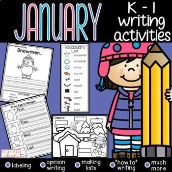 Preview of January Writing Resource for Kindergarten and First Grade, Writing Centers