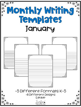 January Writing Templates Editable by Surfin' Through Second | TpT