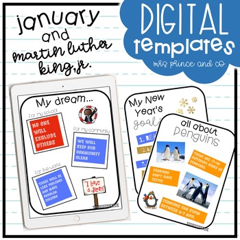 Preview of January and Martin Luther King, Jr. Digital Templates and Activities!