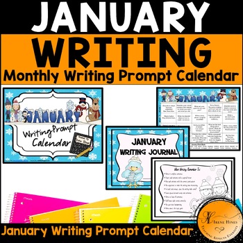 Preview of January and Winter Writing Prompt Calendar Monthly Journal Primary Paper