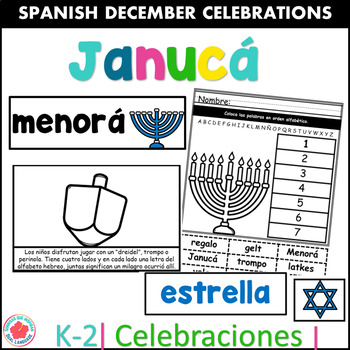Preview of Janucá Hanukkah Chanukah in Spanish incluye manualidad craft