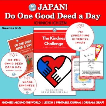 Preview of Japan! Kindness & Good Deeds | Journal + Kanji + Gratitude Card + Origami Craft