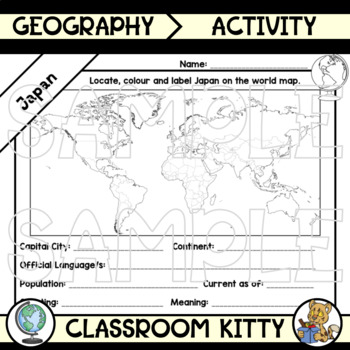 Japan Fact File Worksheet by Classroom Kitty | Teachers Pay Teachers