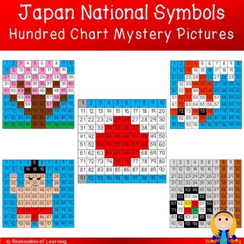 Preview of Japan National Symbols Hundred Chart Mystery Pictures with Number Cards & Vocab