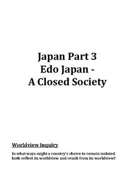Preview of Japan Part 3 - Edo Japan: A Closed Society - Student Workbook