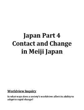 Preview of Japan Part 4 - Contact and Change in Meiji Japan - Student Workbook