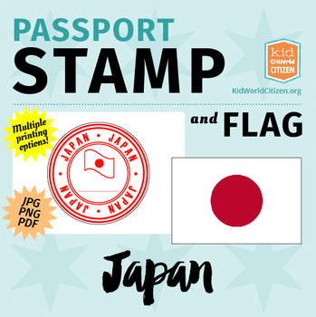 Preview of Japan Passport Stamp & Flag, Poster & Clip Art for Around the World Unit