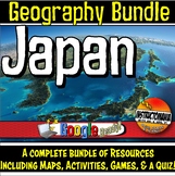Japan Physical Geography Bundle, Map Activities & Quizzes 