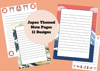 Preview of Japan Themed Border Note Taking Letter Writing Pages Sheets Templates 11 Designs