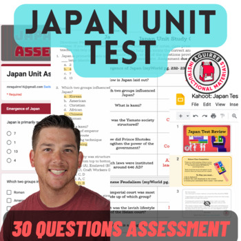 Preview of Japan Unit Assessment - Google Forms - 30 Questions - Study Guide + Game