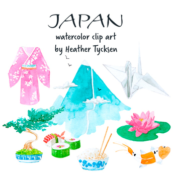 Preview of Japan Clipart Travel Clipart Japanese Note Card Mountain Clipart Asian Clipart
