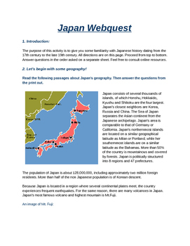 Preview of Japan Webquest Activity