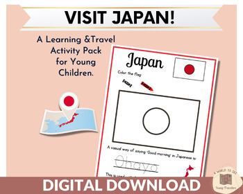 Preview of Japan Worksheets, Learning & Travel Printable for Children; Educational Activity