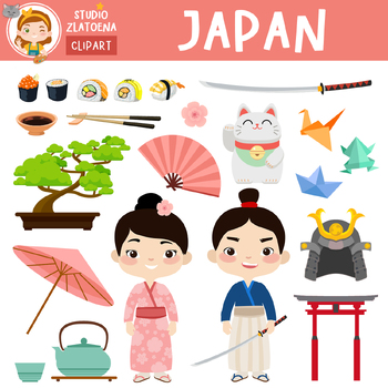 Preview of Japan clipart Japanese clipart Geisha Samurai clipart Asia graphics Kimono