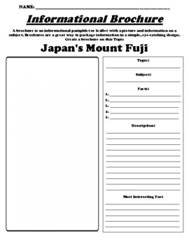Preview of Japan's Mount Fuji "Informational Brochure" WebQuest & Worksheet