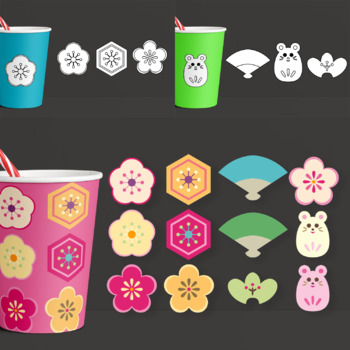 Preview of Japan spring clipart - flowers, rabbits, fans