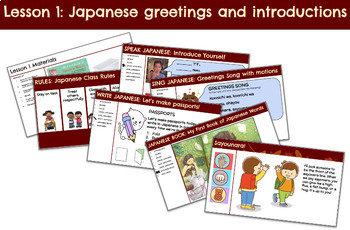 Preview of Japanese Beginner Bundle 1 (greetings, obento, colors, numbers 1-10) K-3rd