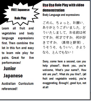 Preview of Japanese Body Language and common expressions Role Play Script