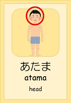 Preview of Japanese Body Parts Flash Cards&worksheet