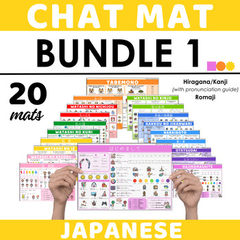Preview of Japanese Chat Mat Bundle 1 - Basics & Initial Topics (Hiragana/Kanji + Romaji)