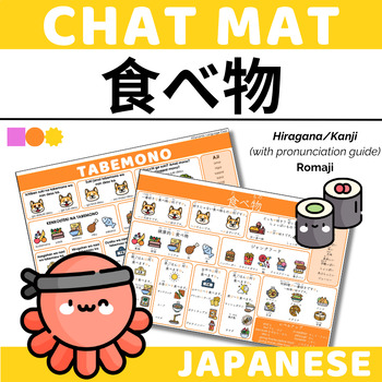 Preview of Japanese Chat Mat - Food - Hiragana with Pronunciation Guide and Romaji