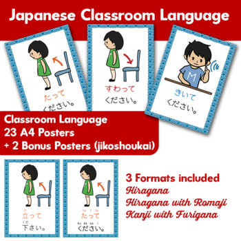 Preview of Japanese Classroom Language/ Instructions A4 Display Posters
