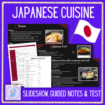 Preview of Japanese Cuisine Food Lesson Slideshow Guided Notes w/ TEST International Food