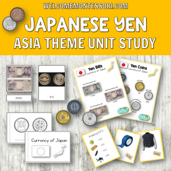 Preview of Japanese Currency Yen Pack Money from Asia for Montessori Geography Activities