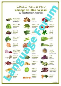 japanese vegetable english vegetables poster yasai vocabulary nihongo foreign