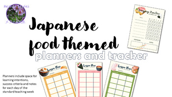 Preview of Japanese Food Themed Language Practice Log and Lesson Planners