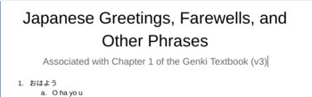 Preview of Japanese Greetings, Farewells, and Other Common Phrases