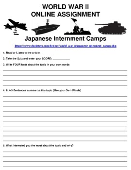 japanese internment assignment