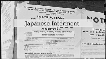 Preview of Japanese Internment, Introductory and Close Read Activity