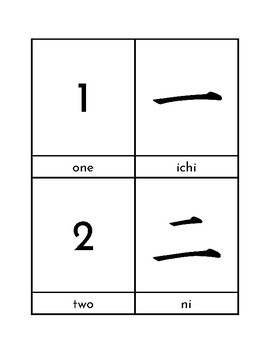 Japanese Kanji Matching Counting 1 10 Freebie By Vicki Thompson