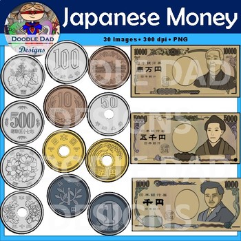 Preview of Japanese Money Clip Art (Yen, Currency, Asia, Coins, Cash, Bills)