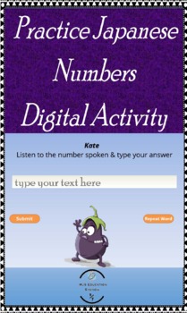 Preview of Japanese Numbers Practice - Digital Activity - With Read to Me in Japanese