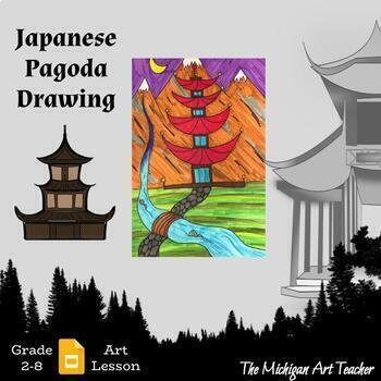 Preview of Japanese Pagoda Drawing Art Lesson - Architecture Activity