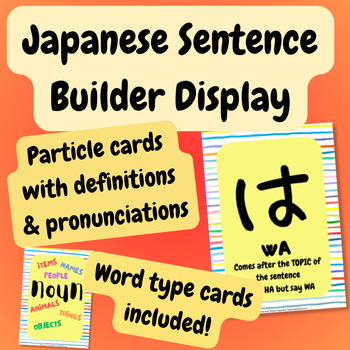 Preview of Japanese Classroom Decoration Particle Sentence Builder Display Design 1