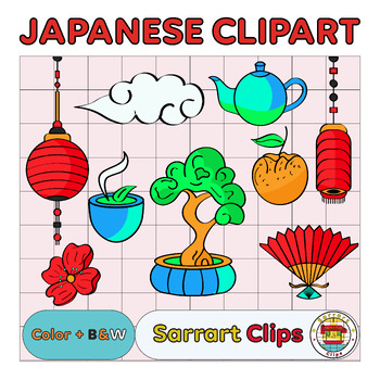 Preview of Japanese Symbols Set Clipart, Japanese Icons Set Clipart